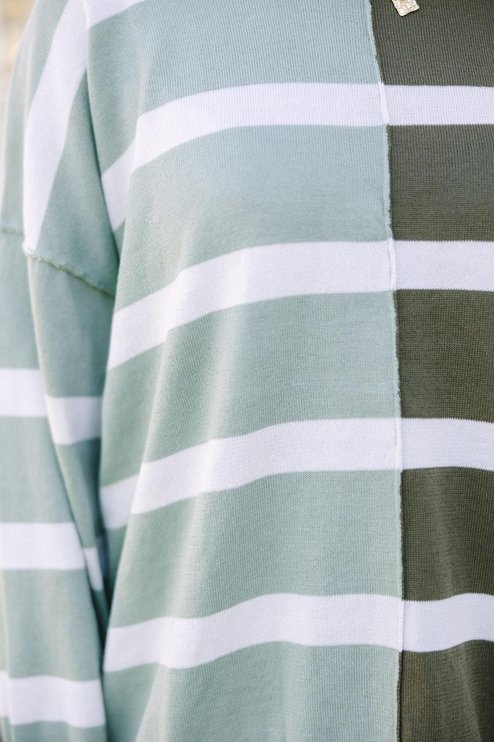 Easy To See Sage & Olive Striped Sweater Female Product Image