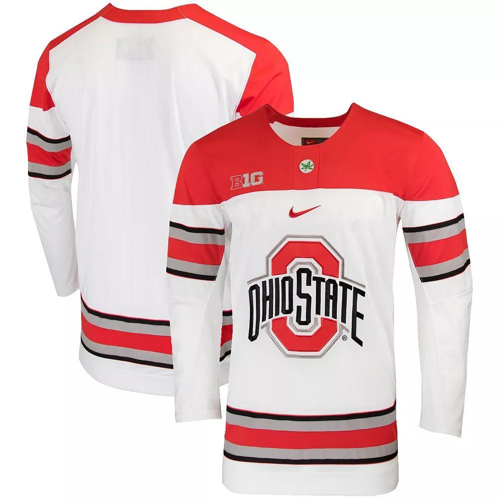 Men's Nike White Ohio State Buckeyes Replica College Hockey Jersey, Size: 2XL Product Image
