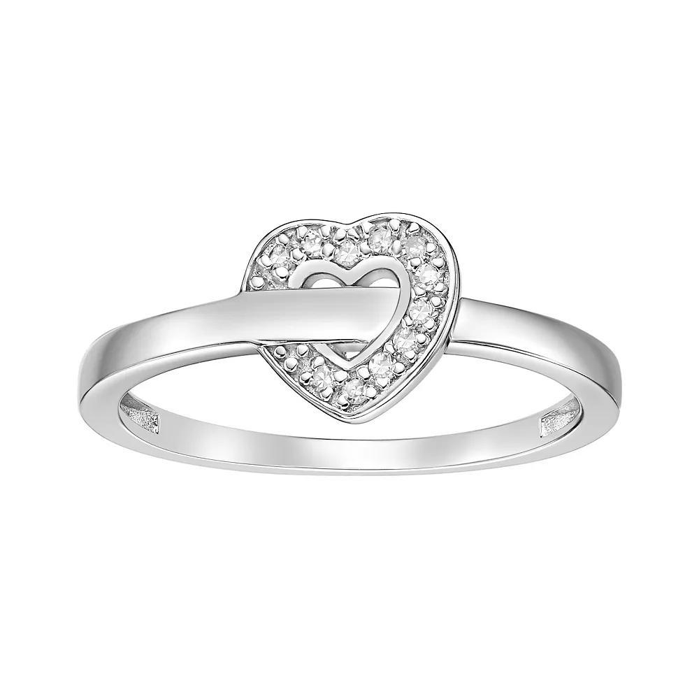 Gemminded Sterling Silver Diamond Accent Heart Promise Ring, Women's, Size: 9 Product Image