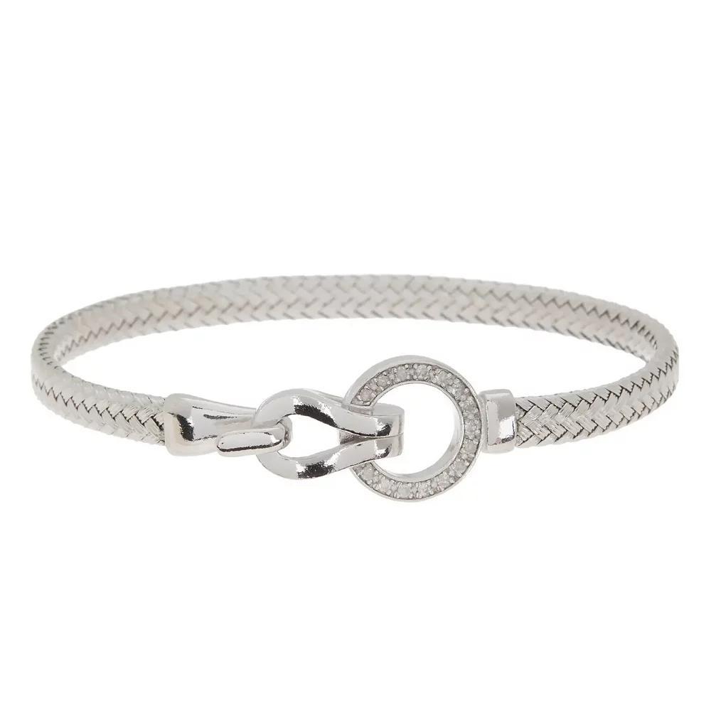 Meshmerise 1/8 Carat T.W. Diamond Hook Bangle Bracelet, Women's, Size: 7", Silver Tone Product Image