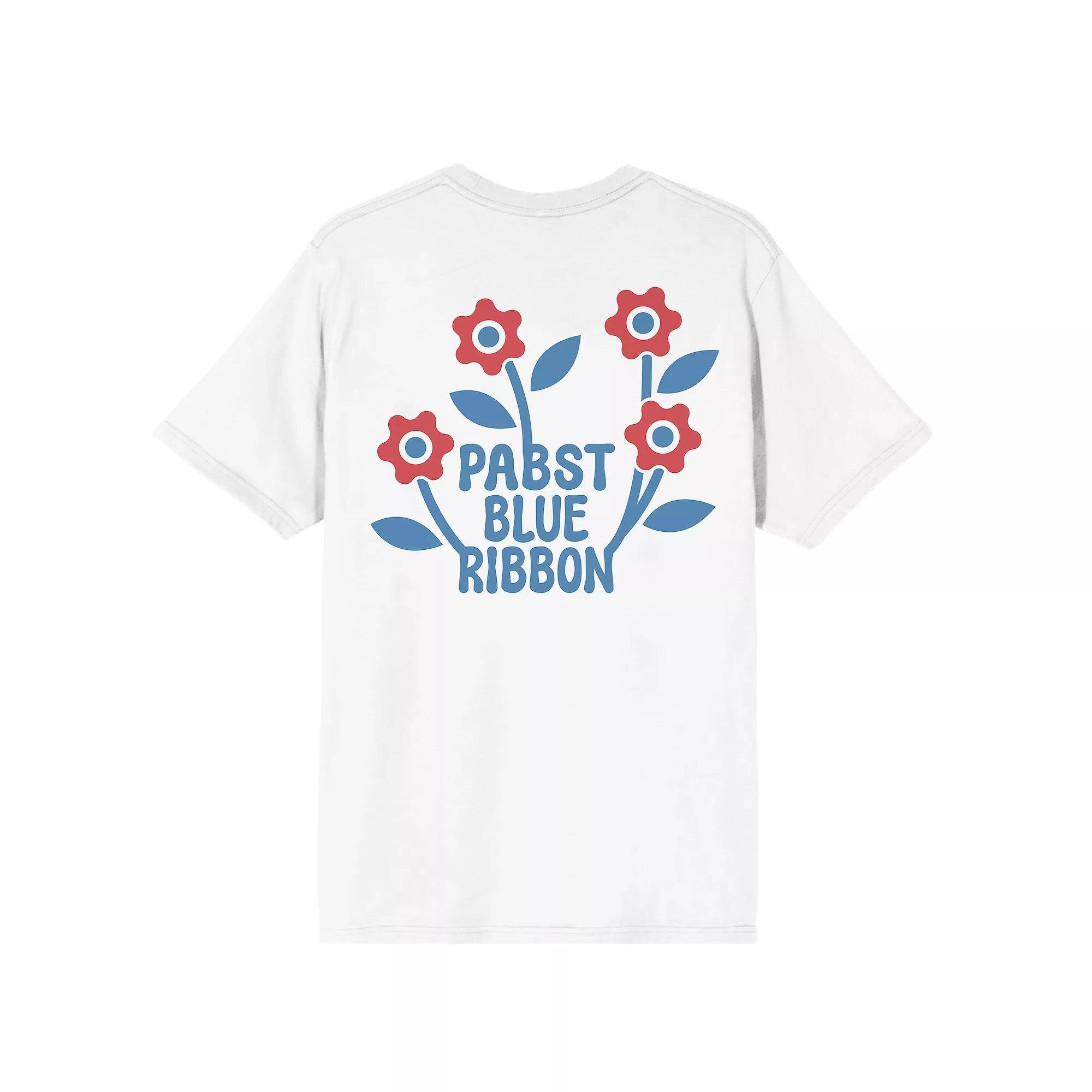 Women's Pabst Blue Ribbon Flower Back Crewneck Graphic Tee, Girl's, Size: XXL, White Product Image