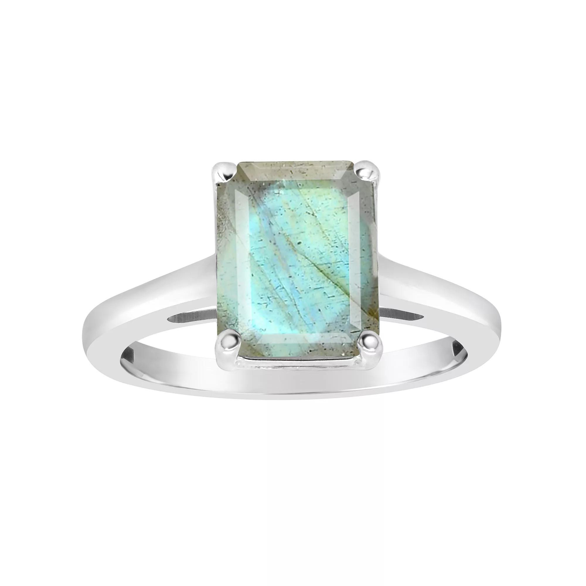 Alyson Layne Sterling Silver Emerald Cut Labradorite Ring, Women's, Size: 8 Product Image