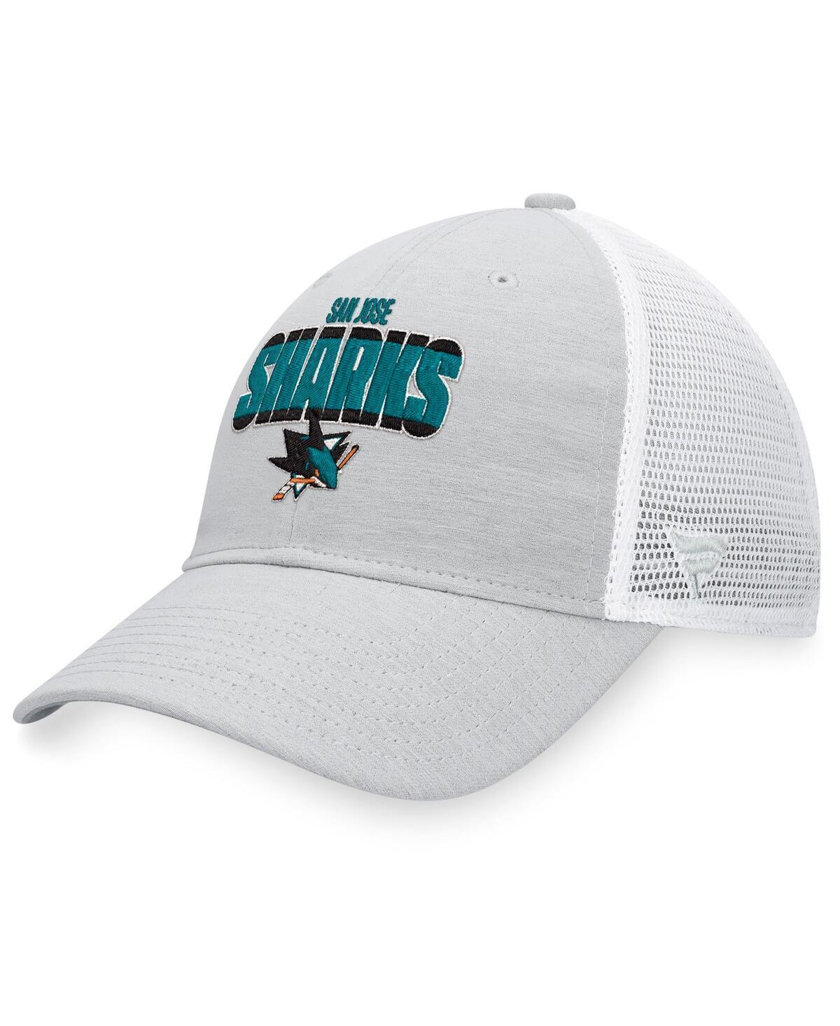 Mens Fanatics Branded Heather Gray/White Seattle Kraken Team Trucker Snapback Hat Product Image