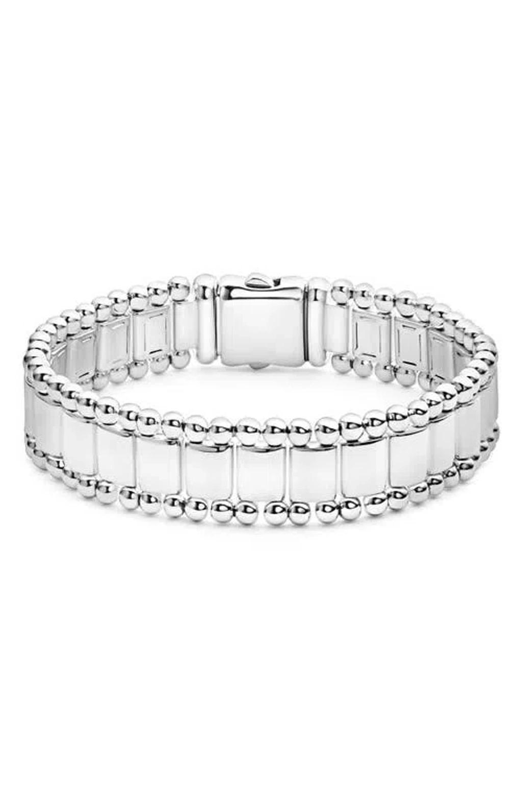 LAGOS Men's Anthem Caviar Lined Bracelet in Silver at Nordstrom, Size 8 Product Image