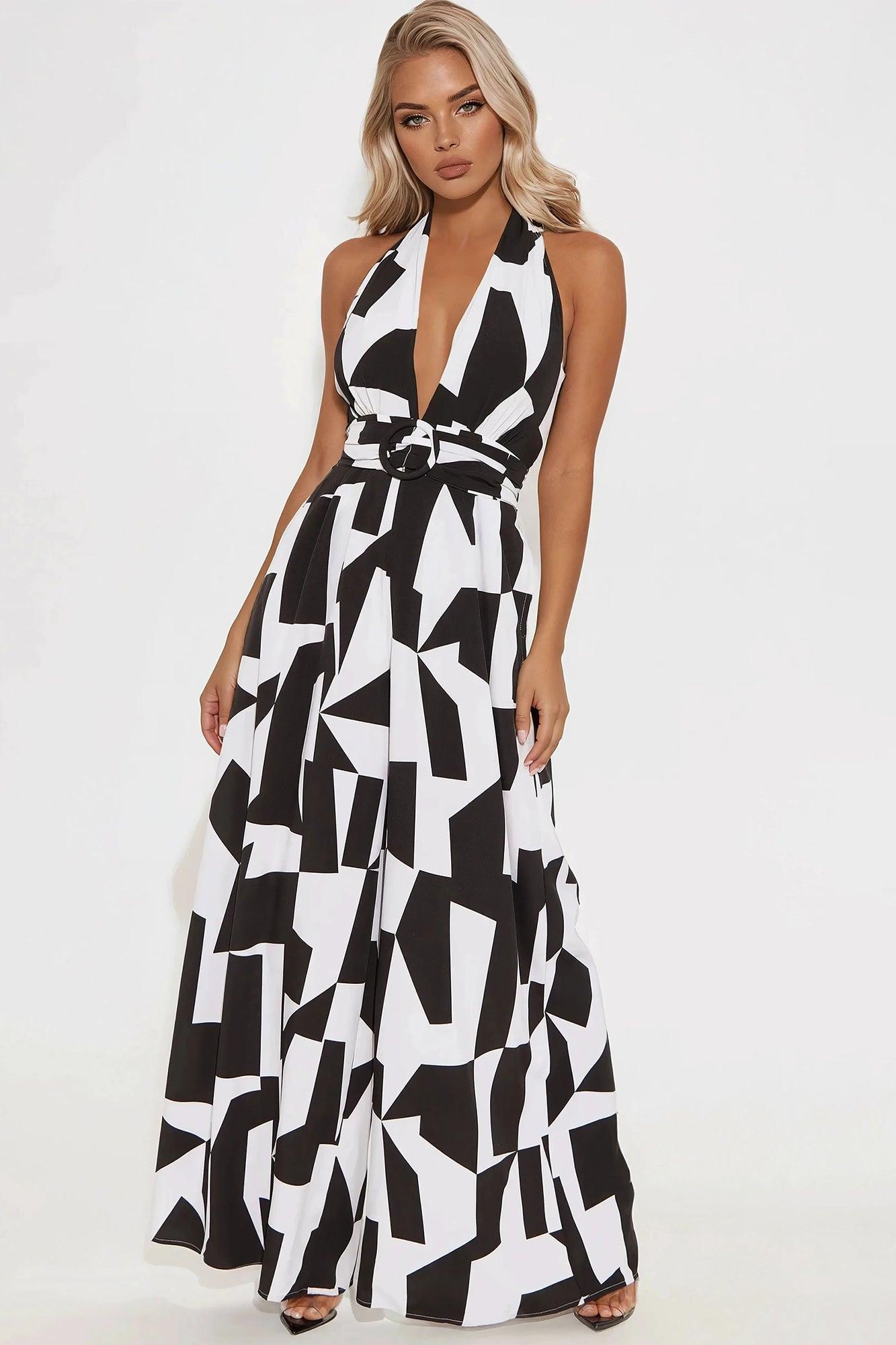 Daniella Printed Jumpsuit - White/combo Product Image