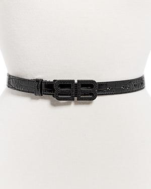 BB Hourglass Thin Belt Crocodile Embossed With Rhinestones Product Image