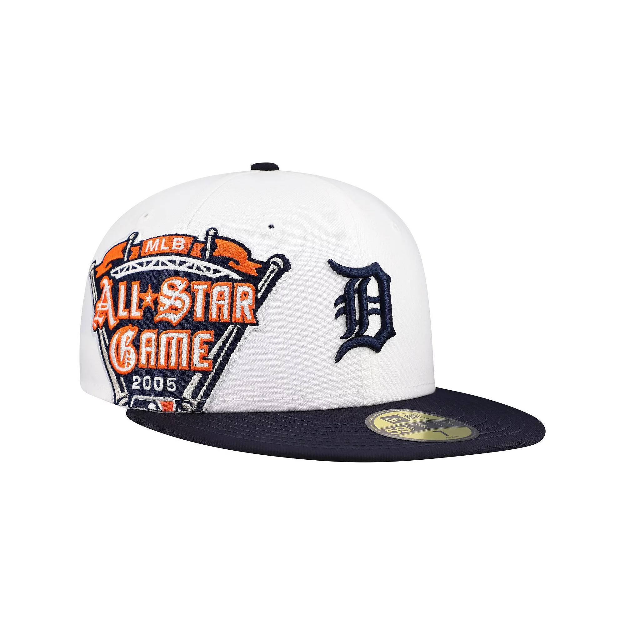 Men's New Era White/Navy Detroit Tigers Major Sidepatch 59FIFTY Fitted Hat, Size: 7 3/8 Product Image