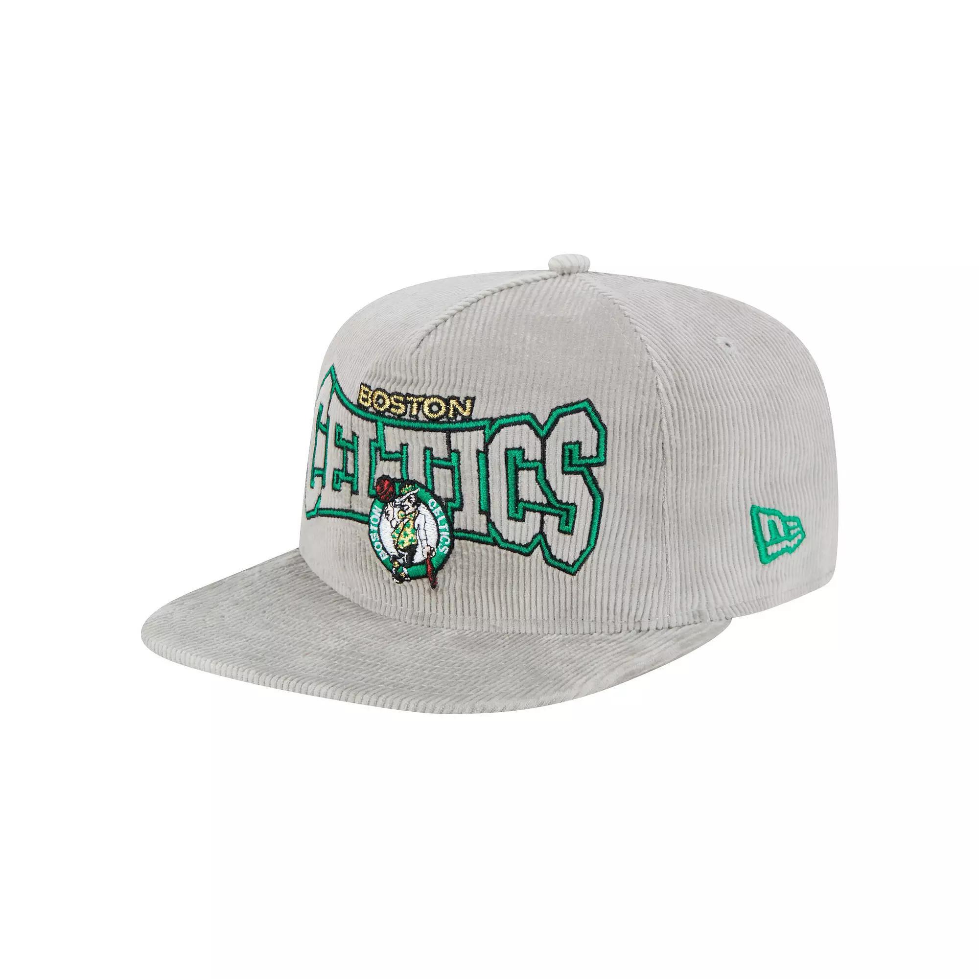 Men's New Era Gray Boston Celtics Throwback Corduroy Golfer Snapback Hat, Grey Product Image