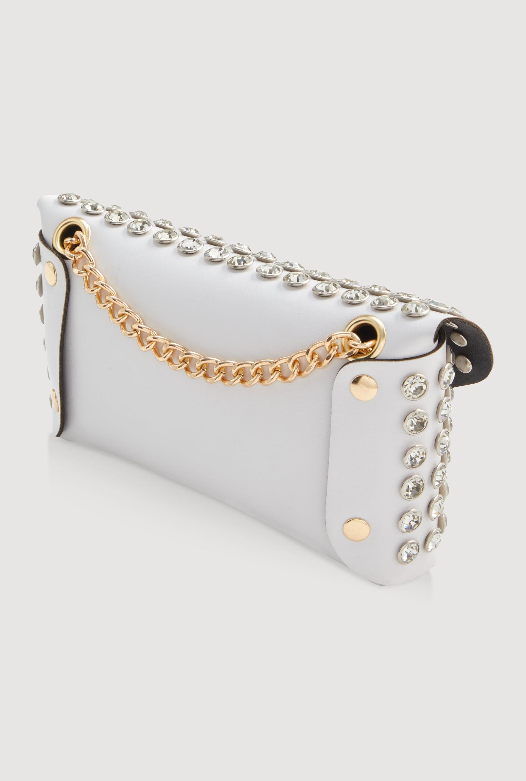 Rhinestone Studded Mini Envelope Crossbody Bag Female Product Image