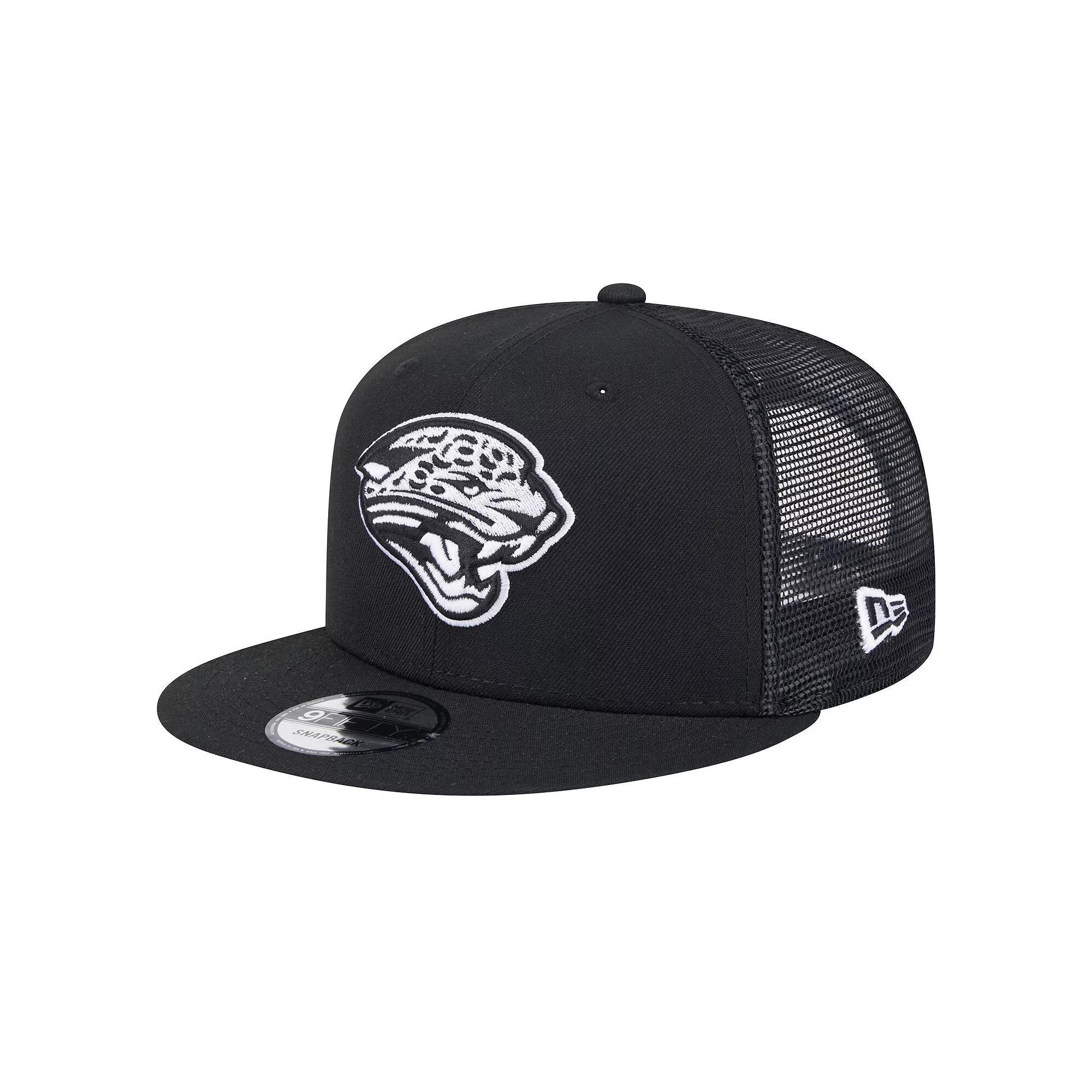 Men's New Era Black Jacksonville Jaguars Main Trucker 9FIFTY Snapback Hat Product Image