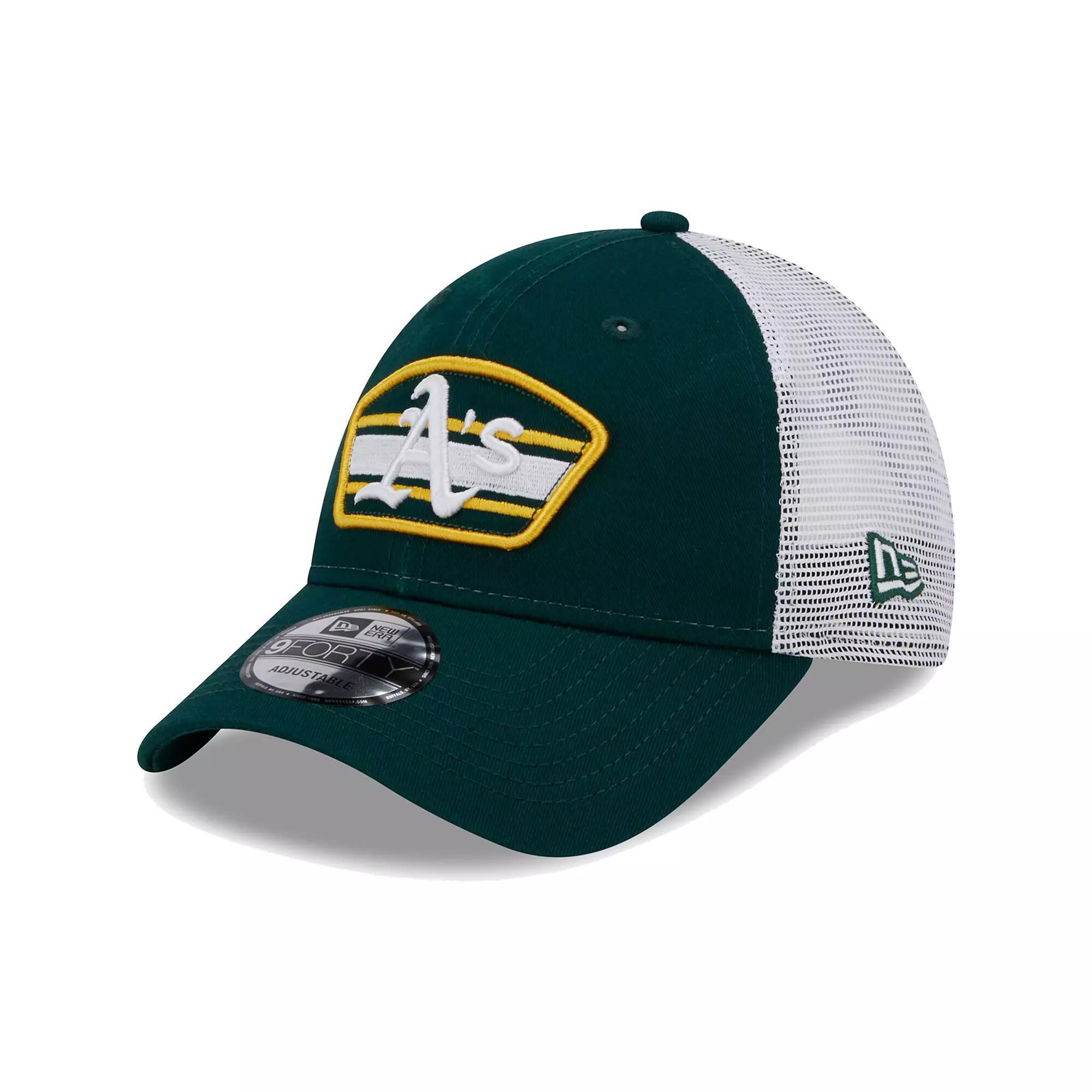 Mens New Era /White Oakland Athletics Logo Patch 9FORTY Trucker Snapback Hat Product Image