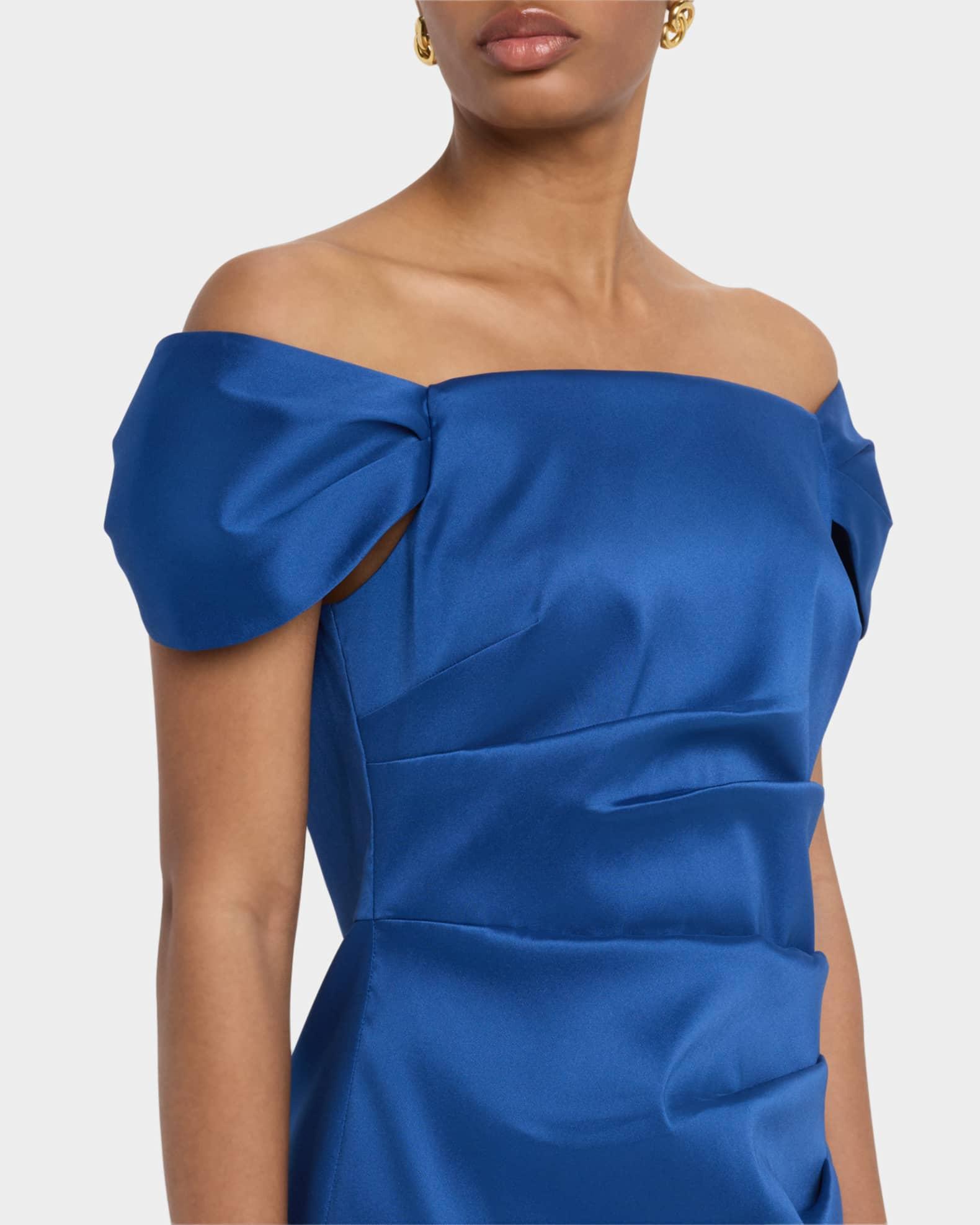 Pleated Off-Shoulder Mikado Midi Dress Product Image