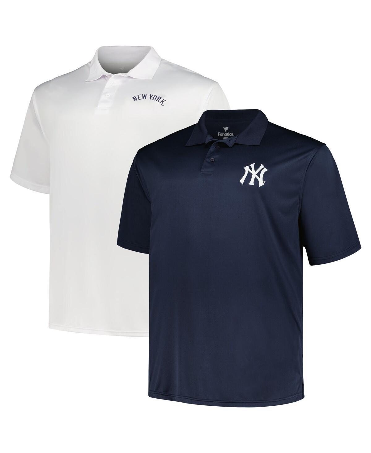 Men's Profile Navy/White New York Yankees Big & Tall Two-Pack Solid Polo Set, Size: 3XLT, Blue Product Image