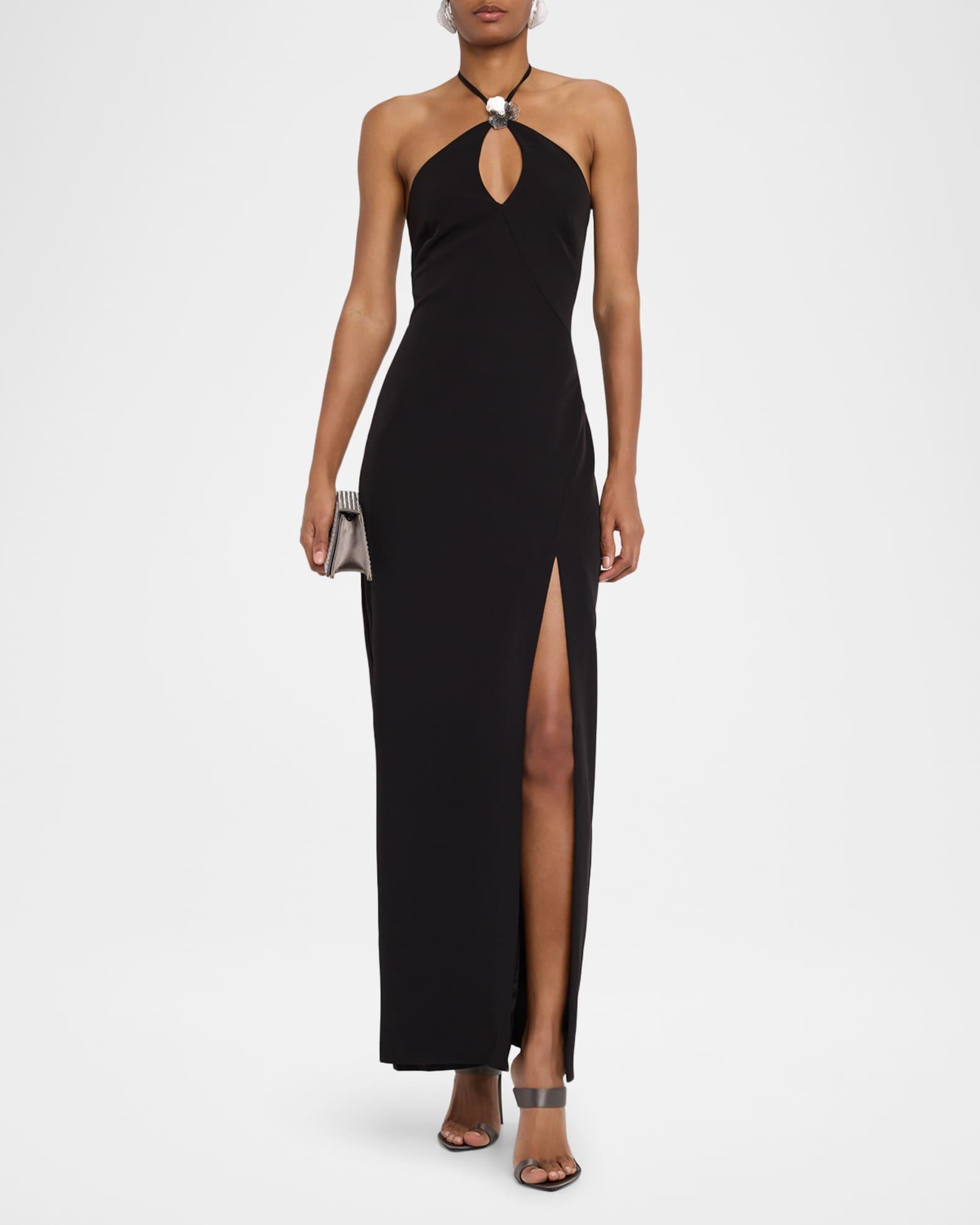 Cutout Side-Slit Column Halter Gown Product Image