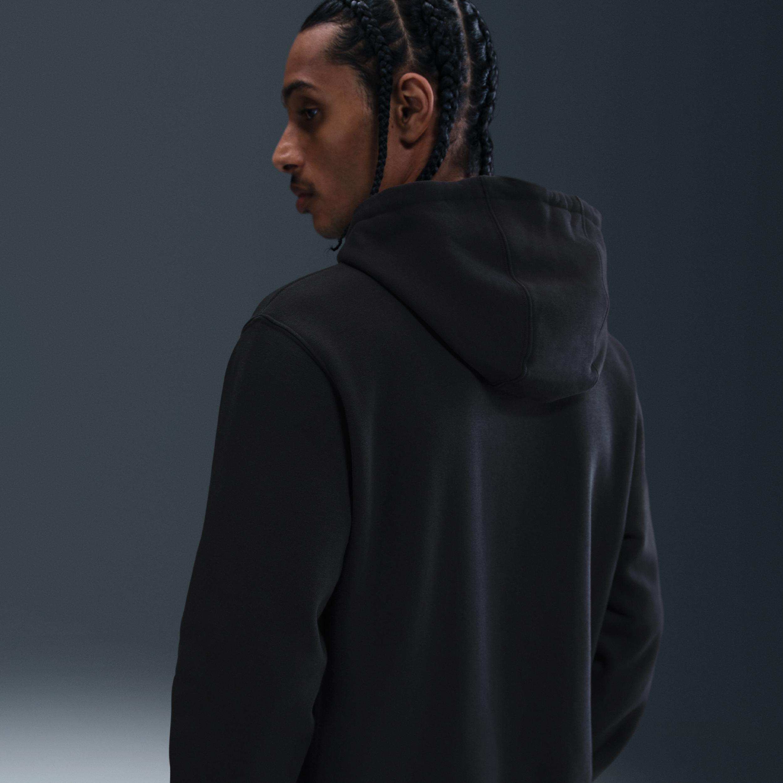 Men's Nike Club Pull-Over Fleece Hoodie, Size: Large, Black Product Image