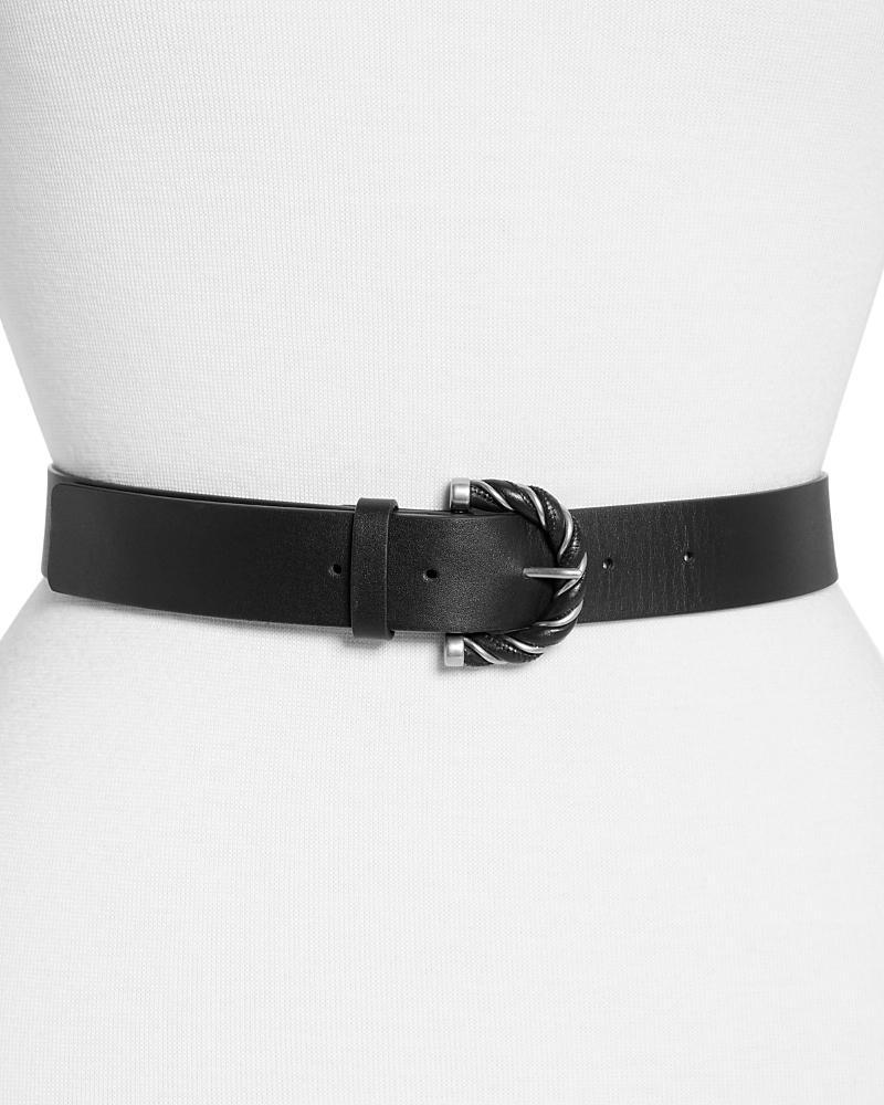 Womens Twisted-Buckle Leather Belt Product Image