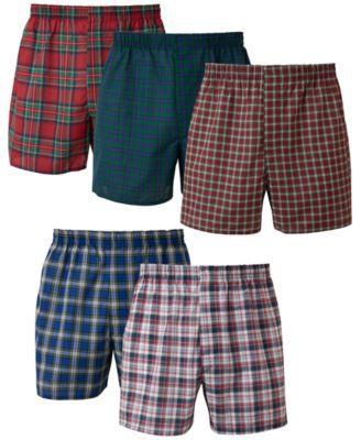 Hanes Ultimate 5-Pack Men's Woven Boxer Underwear, Size: Large, Tartan Plaid Product Image