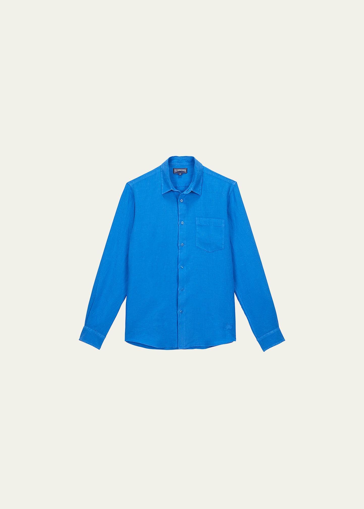 Mens Caroubis Solid Linen Sport Shirt Product Image