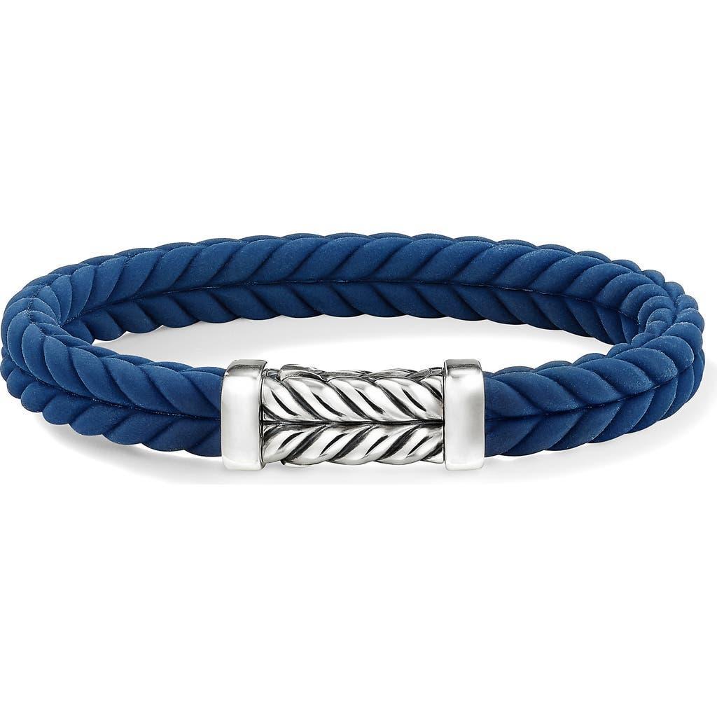 Mens Chevron Bracelet in Black Rubber with Sterling Silver, 9mm Product Image