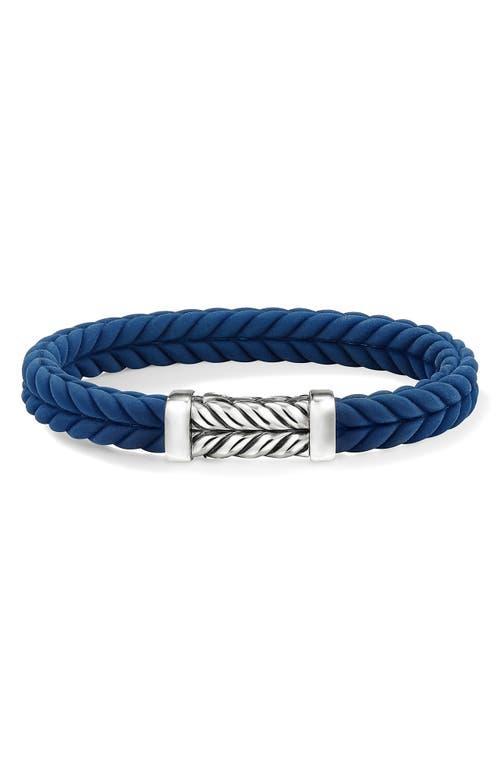 Mens Chevron Bracelet in Black Rubber with Sterling Silver, 9mm Product Image