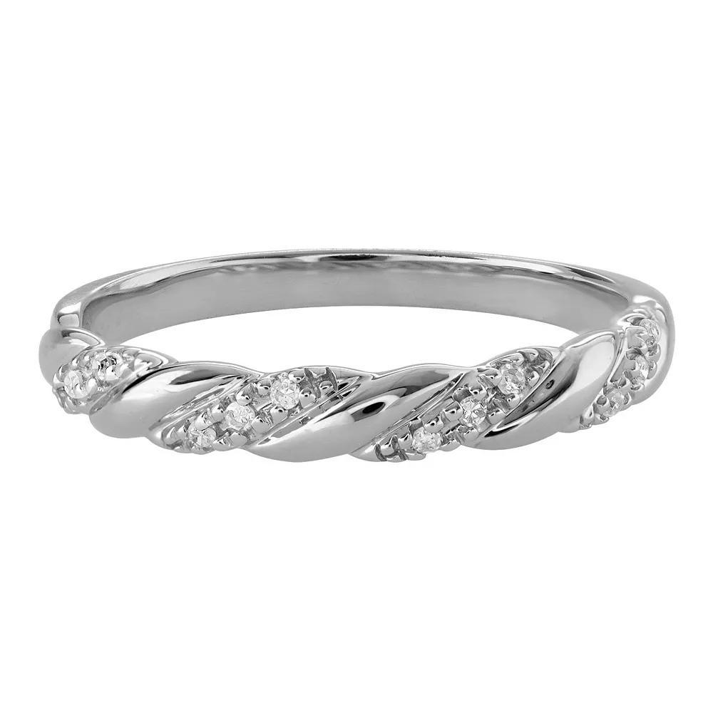 Love Always 10k Gold Diamond Accent Stackable Twist Ring, Women's, Size: 9, 10k White Gold Product Image