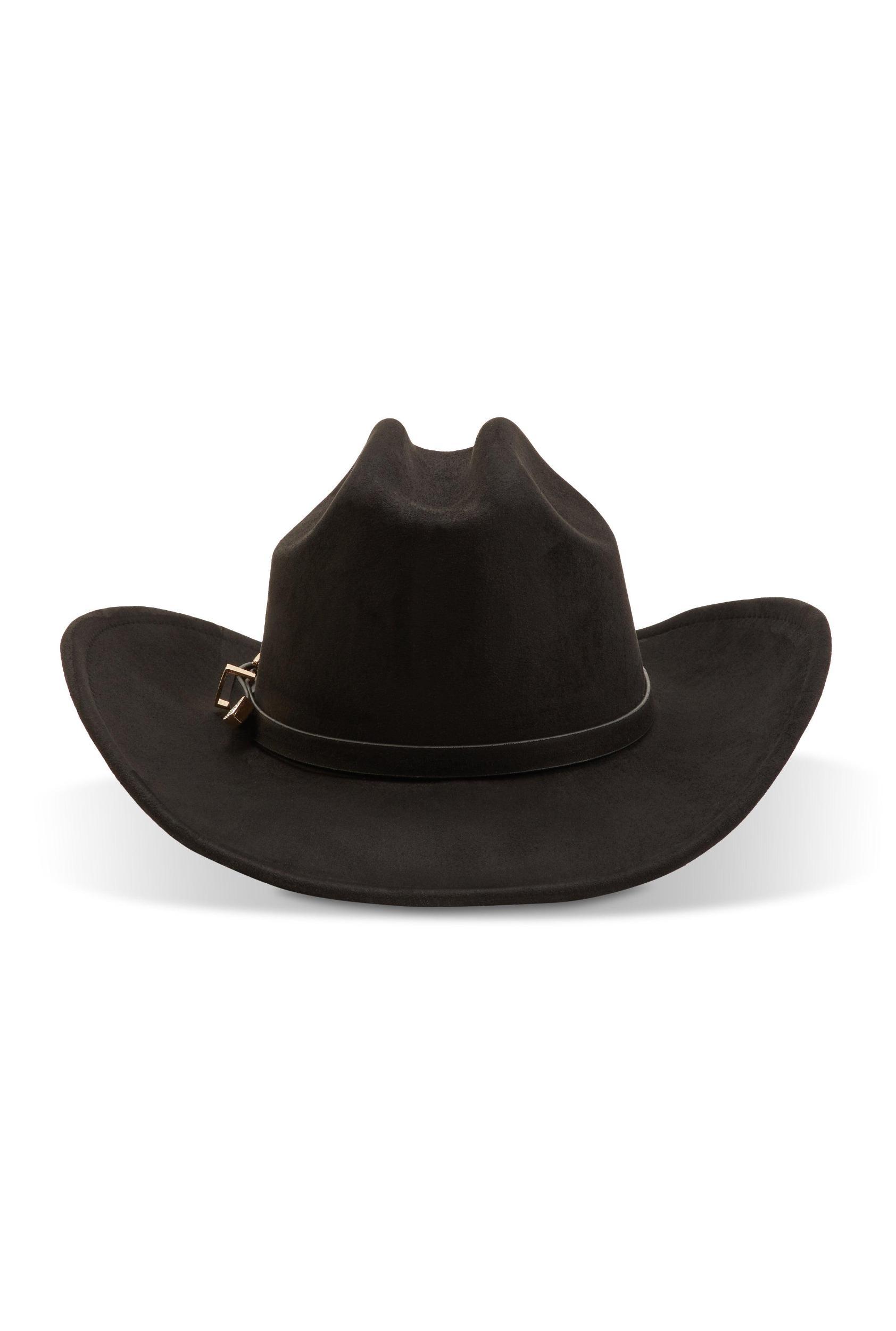 Womens Rhinestone Buckle Faux Suede Cowboy Hat Product Image