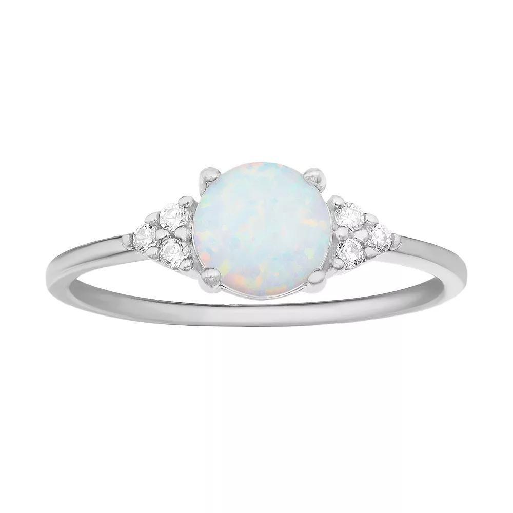 PRIMROSE Sterling Silver White Opal & Cubic Zirconia Cluster Ring, Women's, Size: 8 Product Image