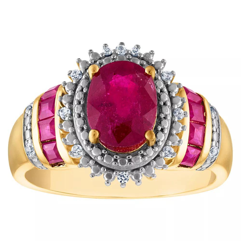 Tiara 14k Gold Plated Sterling Silver Ruby & Diamond Accent Ring, Women's, Size: 7, Gold Tone Product Image