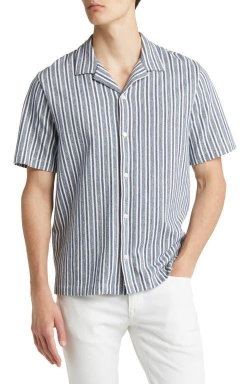 Vince Cabana Stripe Short Sleeve Button-Down (Washed Twilight ) Men's Clothing Product Image