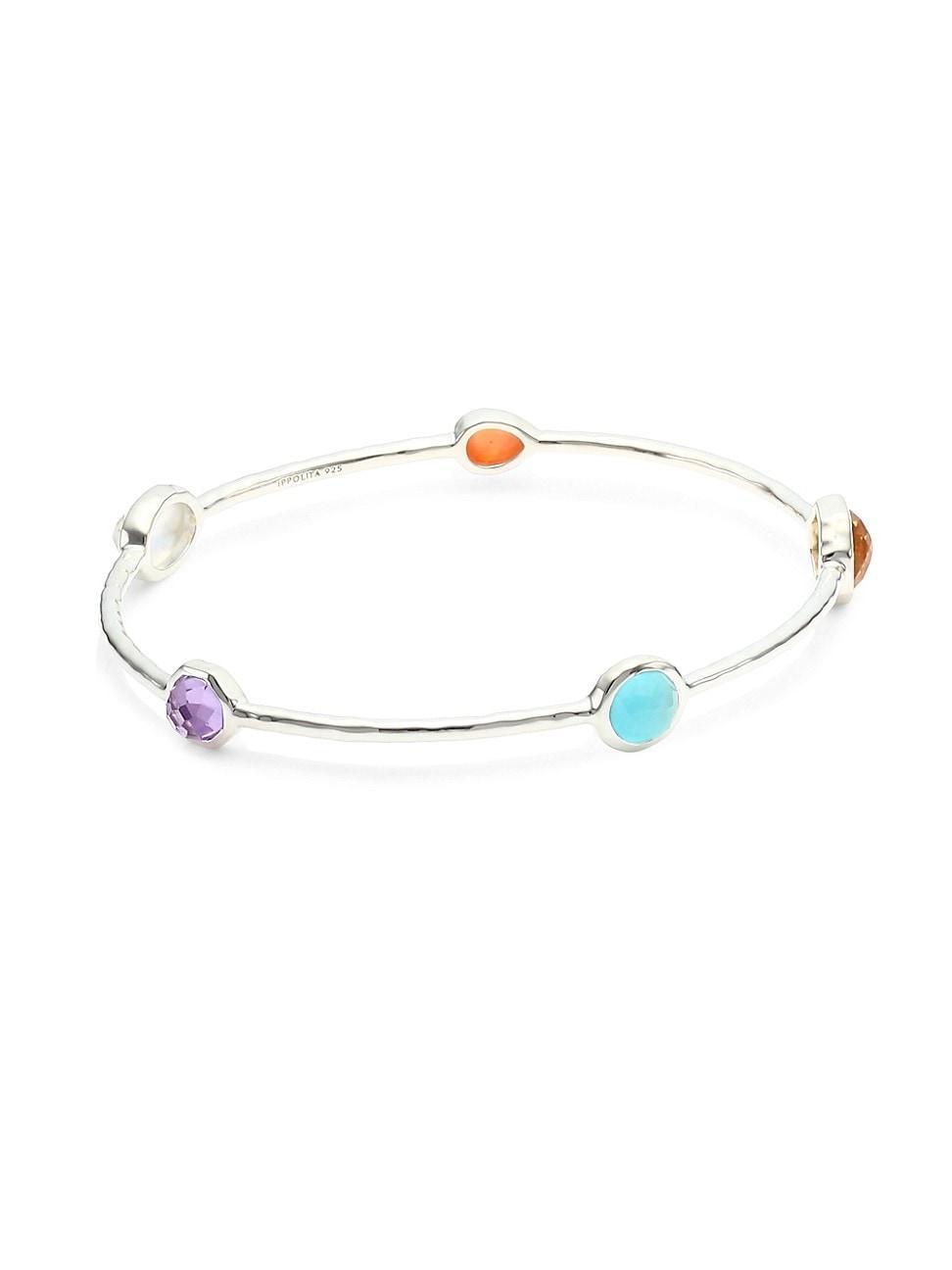 5-Stone Bangle Bracelet in Sterling Silver Product Image