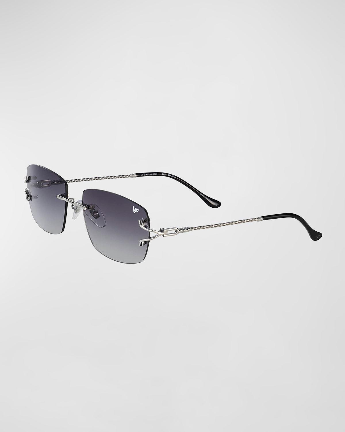 Mens Bal Harbour 24K White Gold Rimless Rectangle Sunglasses Product Image