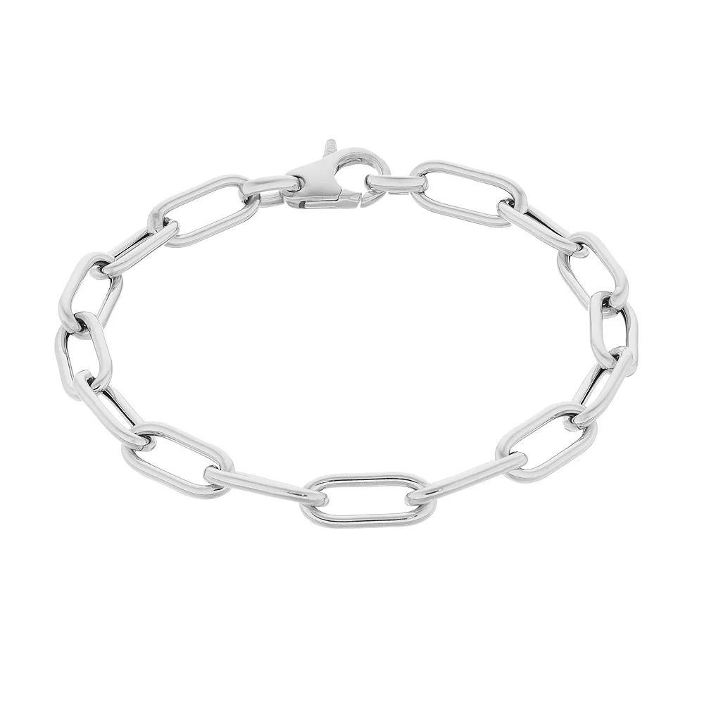 Sterling Silver Paper Clip Chain Bracelet, Women's, Size: 7.5" Product Image