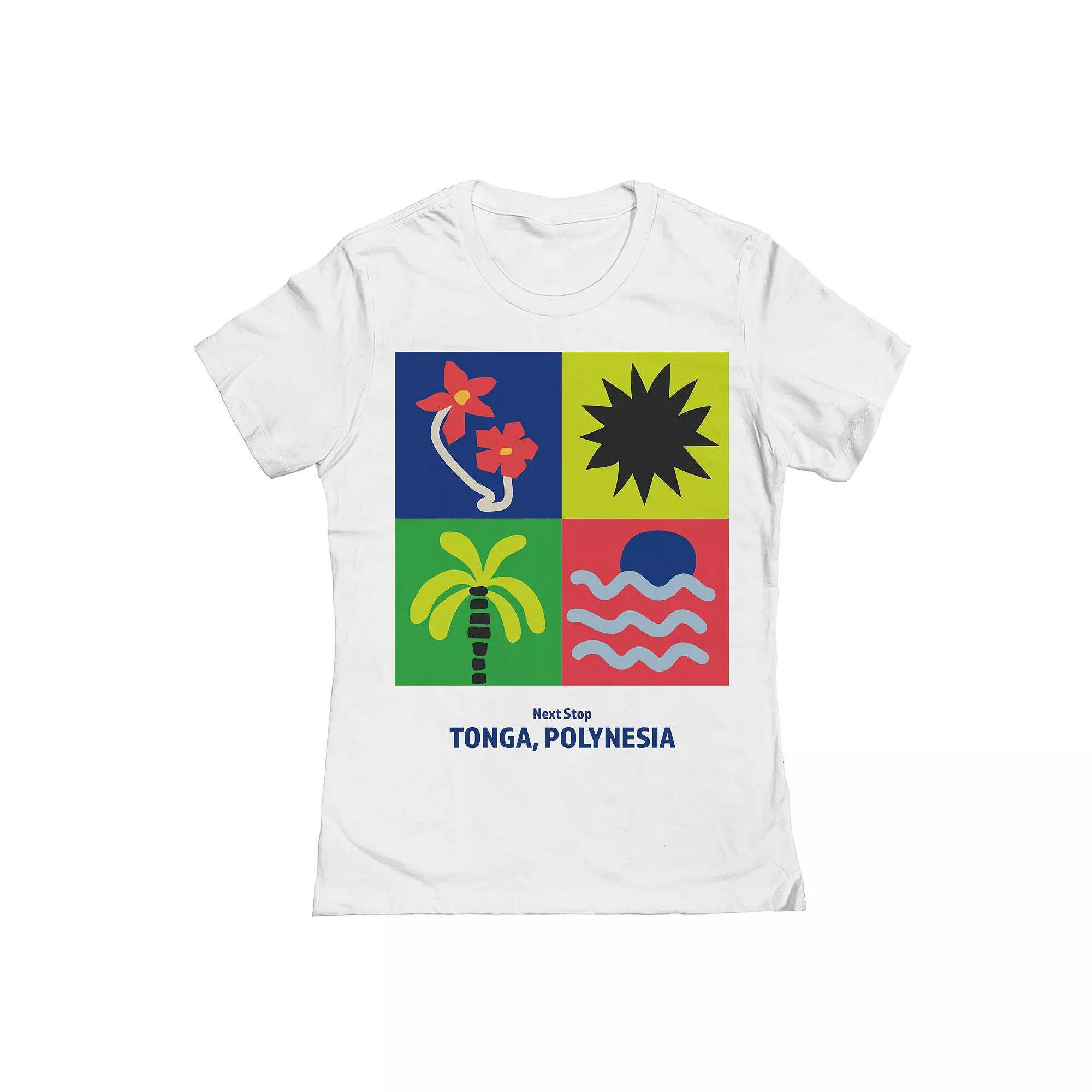 Junior's Tonga Graphic Tee, Women's, Size: Small, White Product Image