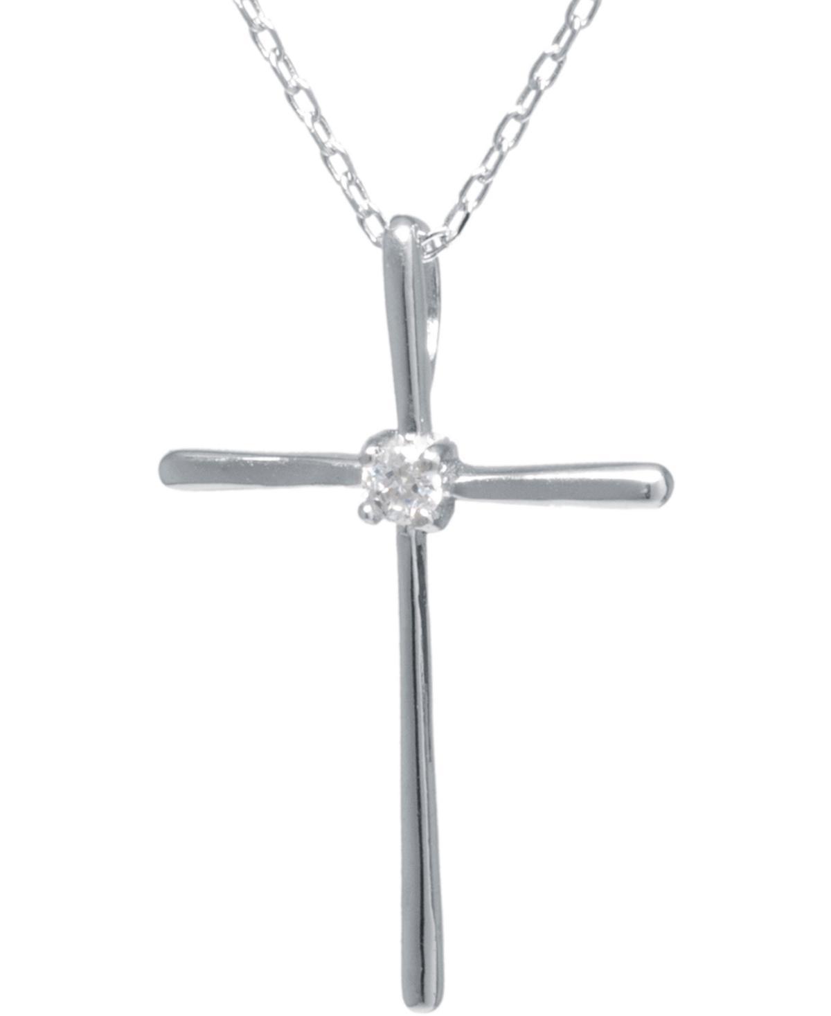 Main and Sterling 14k Gold Over Silver Cubic Zirconia Cross Pendant Necklace, Women's, Size: 18", Gold Tone Product Image