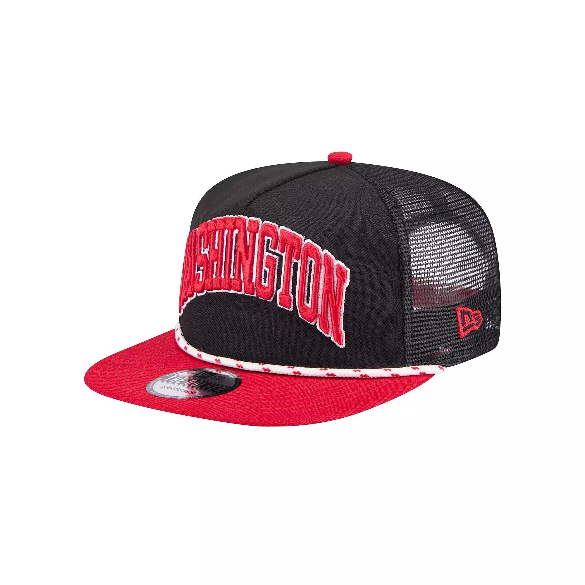 Men's New Era Black Washington Nationals Throwback Meshback Golfer Hat Product Image