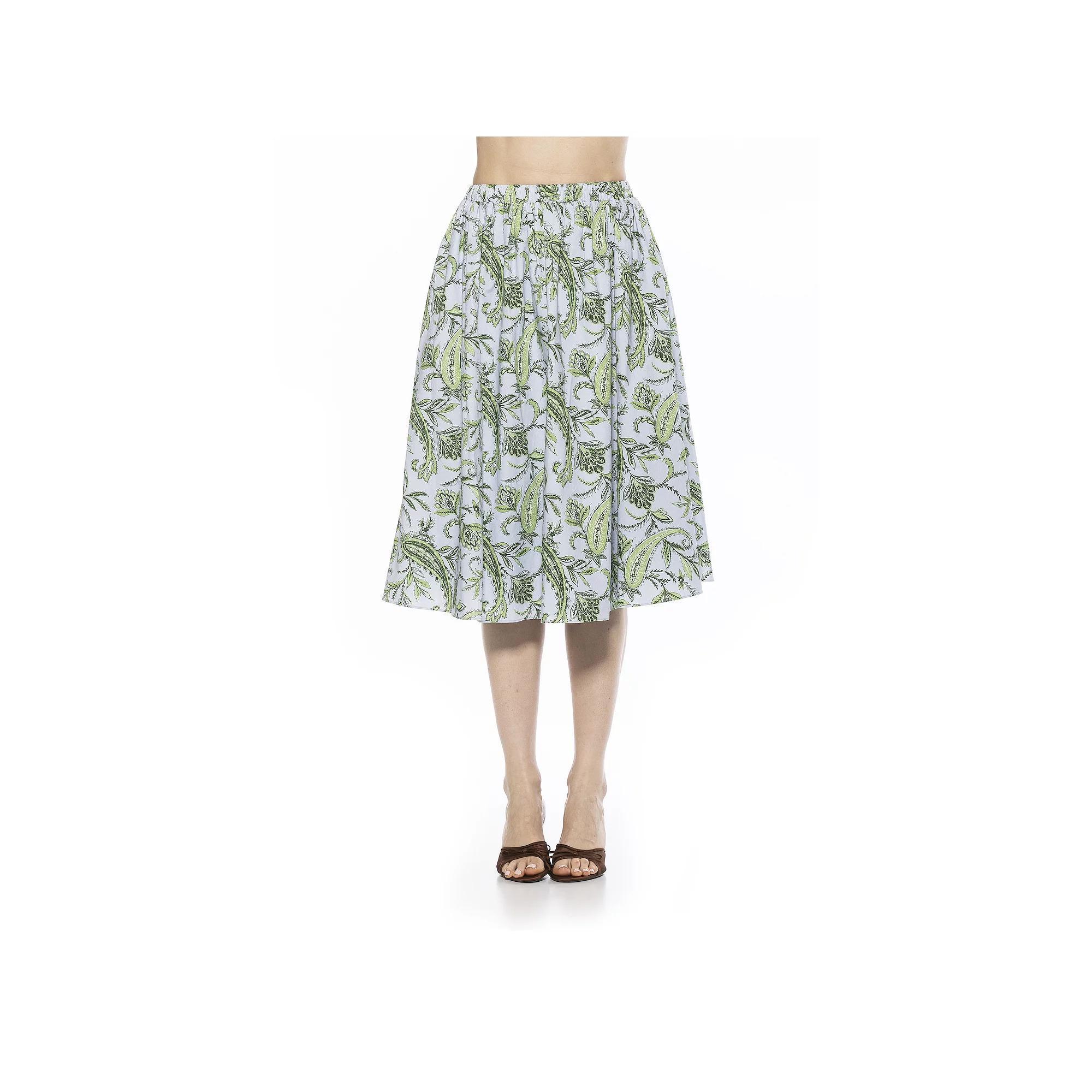 Women's ALEXIA ADMOR Isla Elastic Waist Shirred Midi Skirt, Size: Large, Leopard Product Image