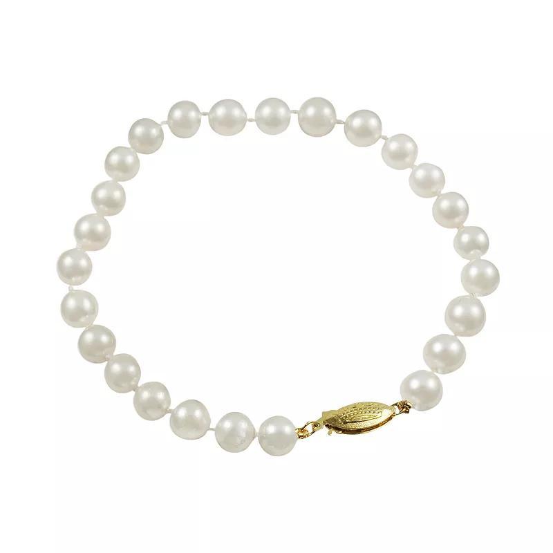 14k Gold Akoya Cultured Pearl Bracelet, Womens White Product Image