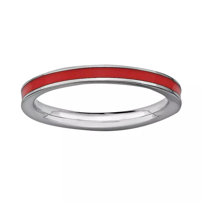 Stacks & Stones Sterling Silver Red Enamel Stack Ring, Women's, Size: 5 Product Image