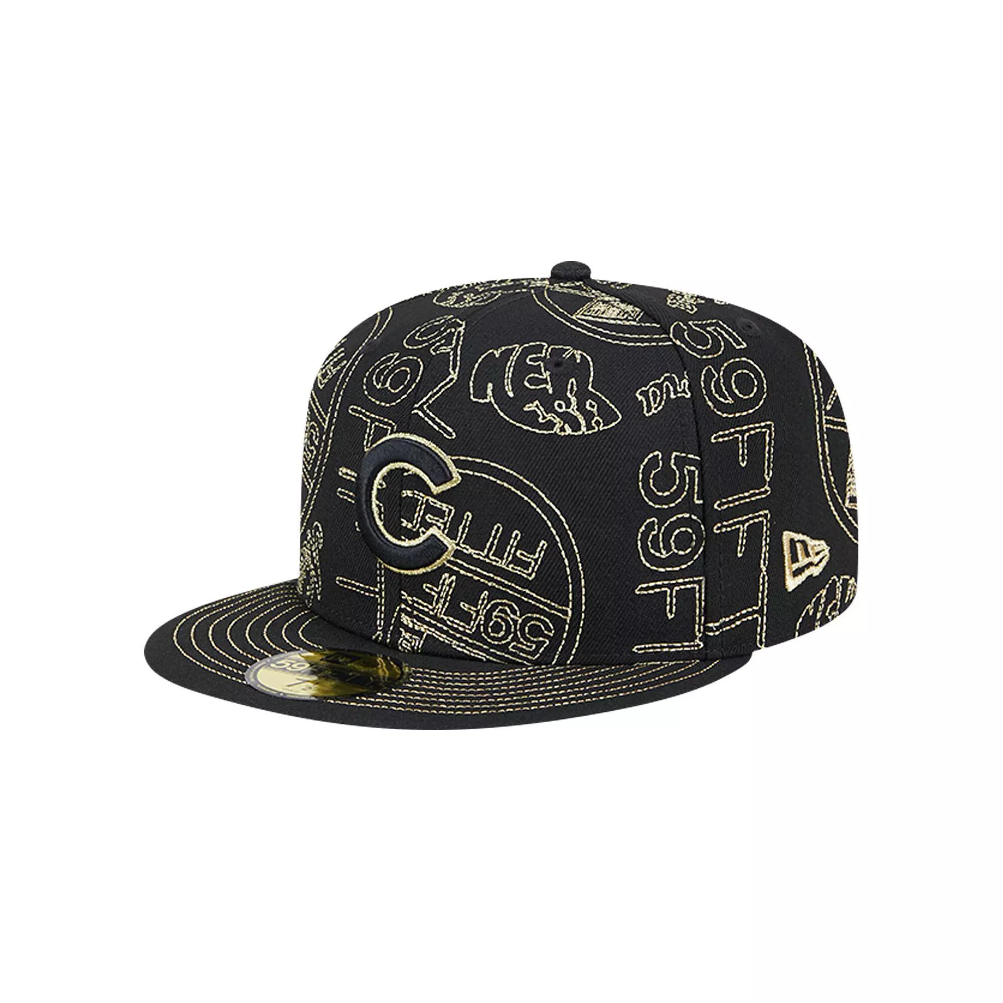 Men's New Era Black Chicago Cubs 59FIFTY Day Allover Fitted Hat, Size: 7 3/8 Product Image