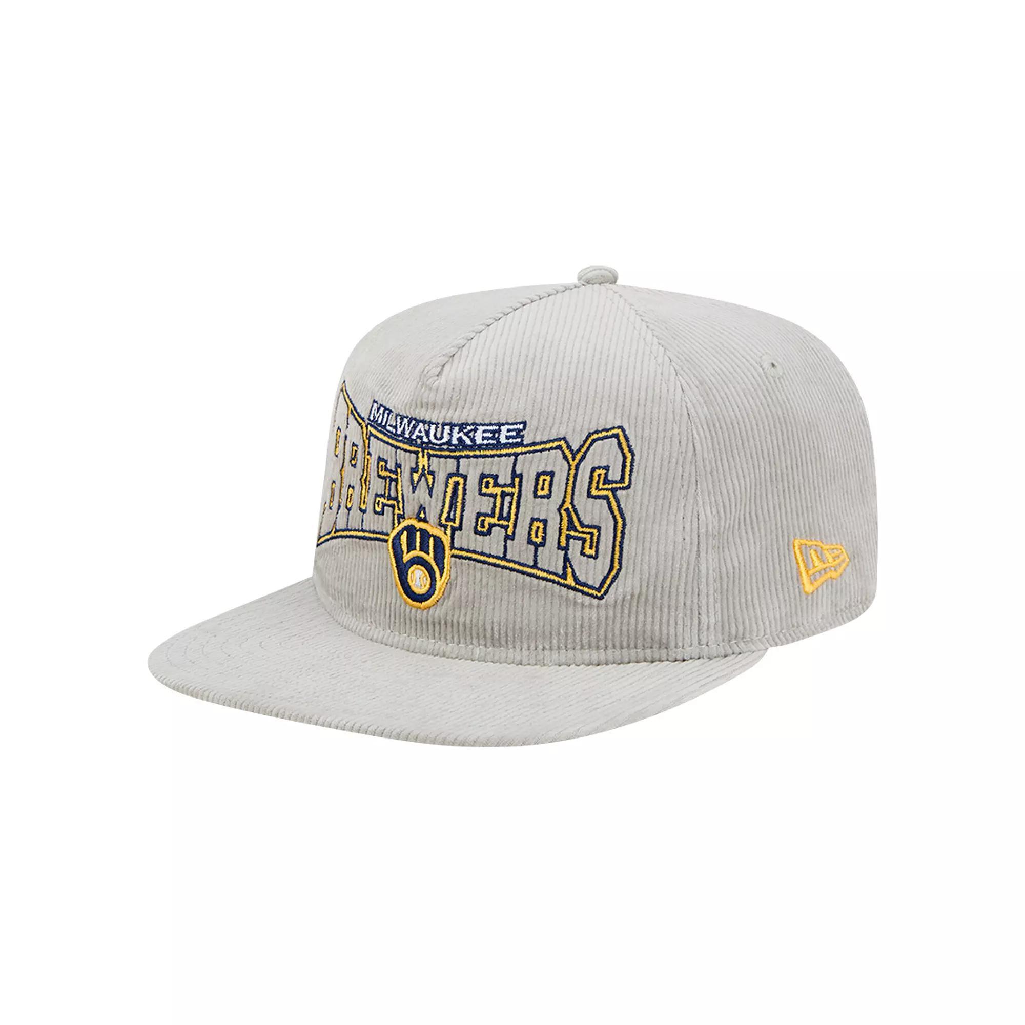 Mens New Era Gray Milwaukee Brewers Corduroy Golfer Snapback Hat Product Image