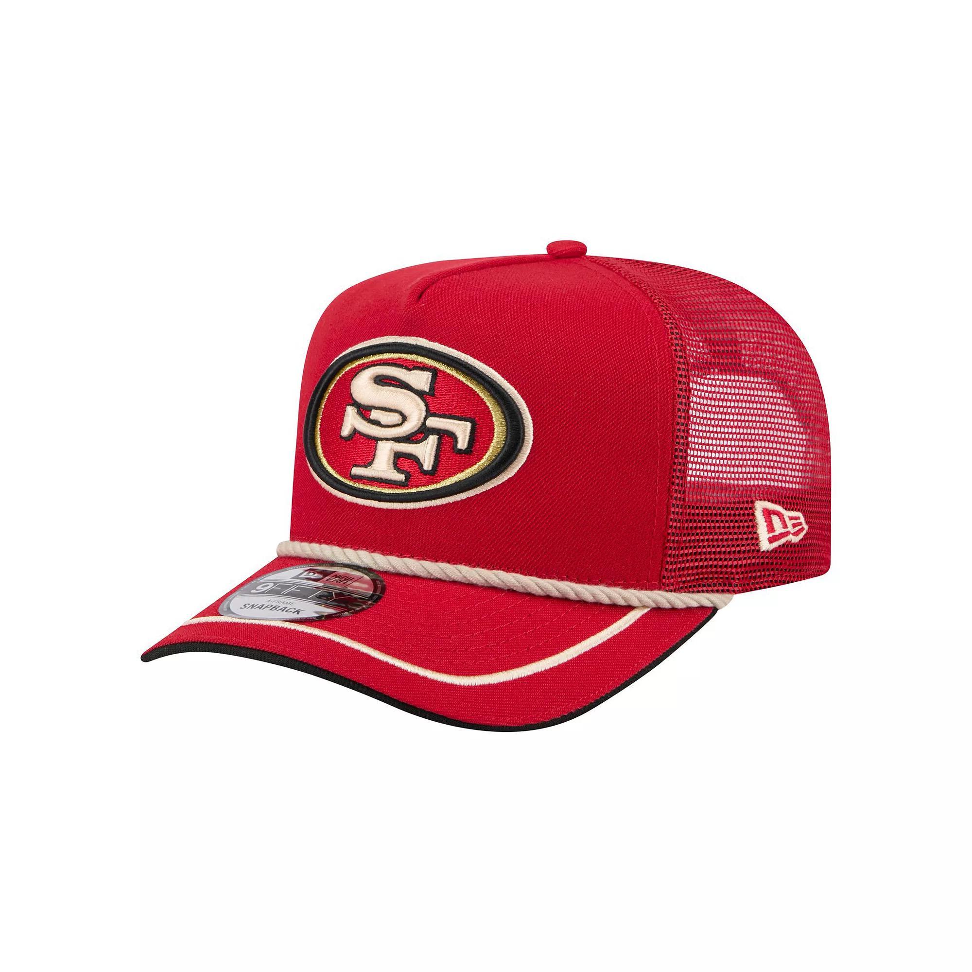 Men's New Era Scarlet San Francisco 49ers Vintage Team Rope A-Frame Trucker 9FIFTY Snapback Hat, Red Product Image
