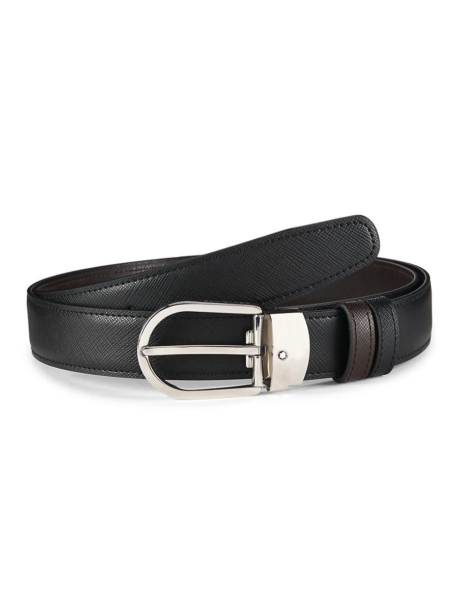Mens Horseshoe-Buckle Reversible Leather Belt Product Image