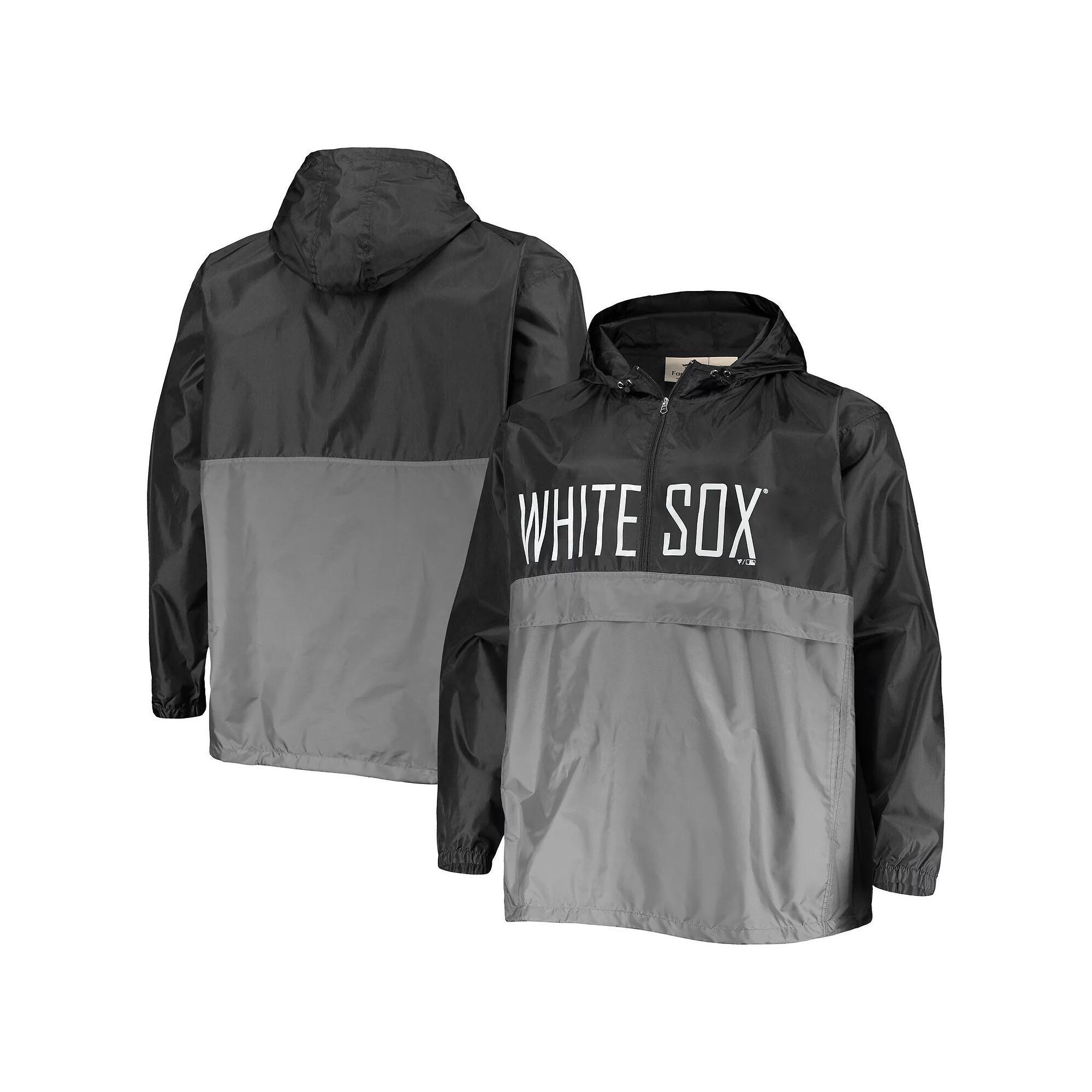 Men's Black/Gray Chicago White Sox Big & Tall Split Body Anorak Half-Zip Jacket, Size: 3XB Product Image