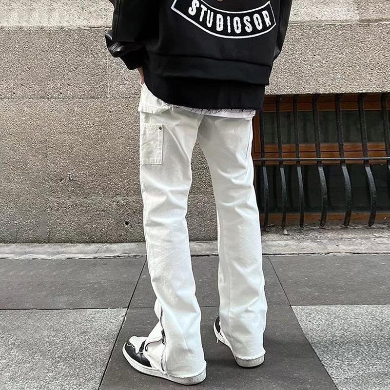Casual Stud Zipper Straight Leg Pants Product Image