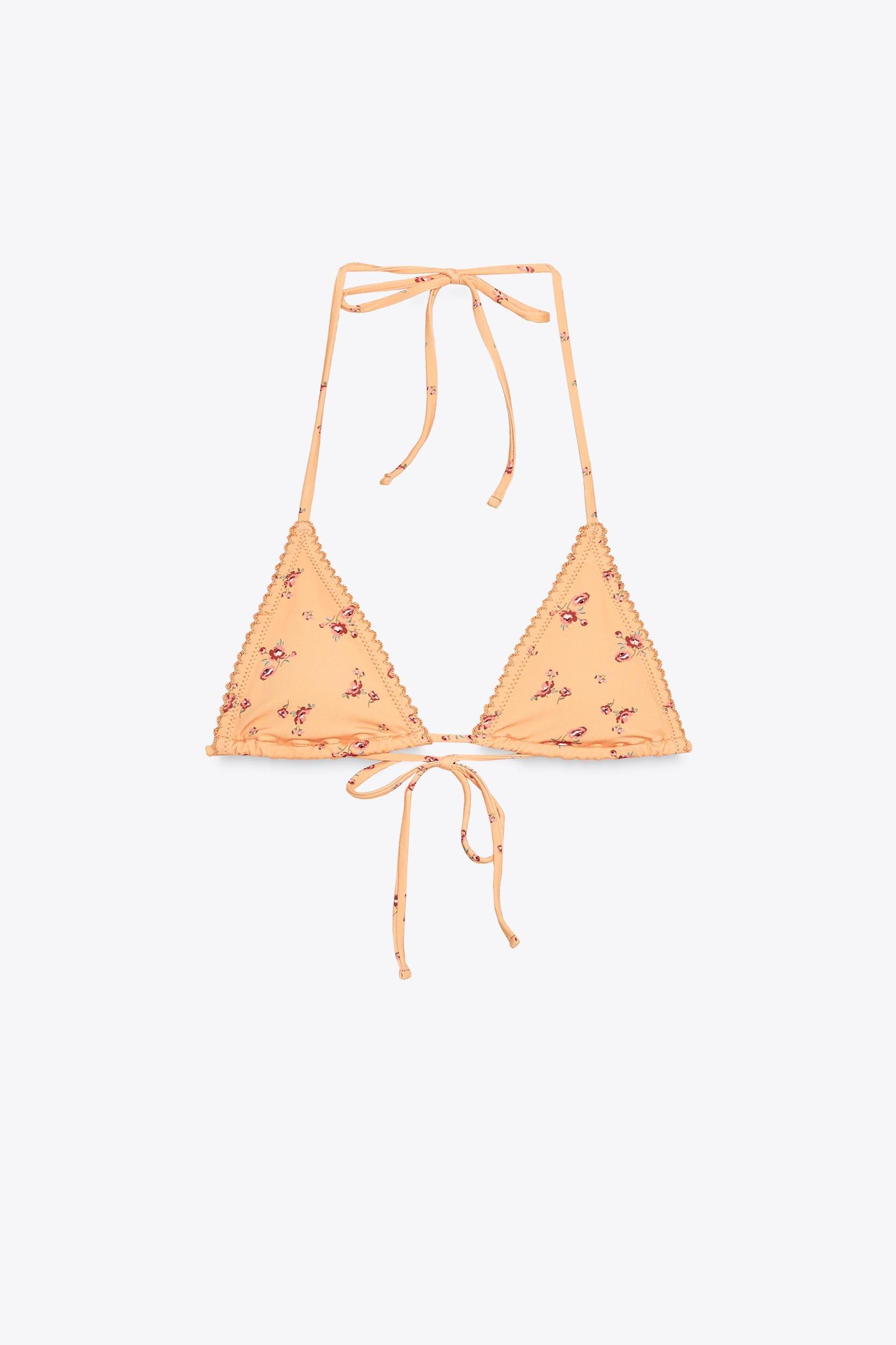 LACE TRIM FLORAL BIKINI TOP Product Image