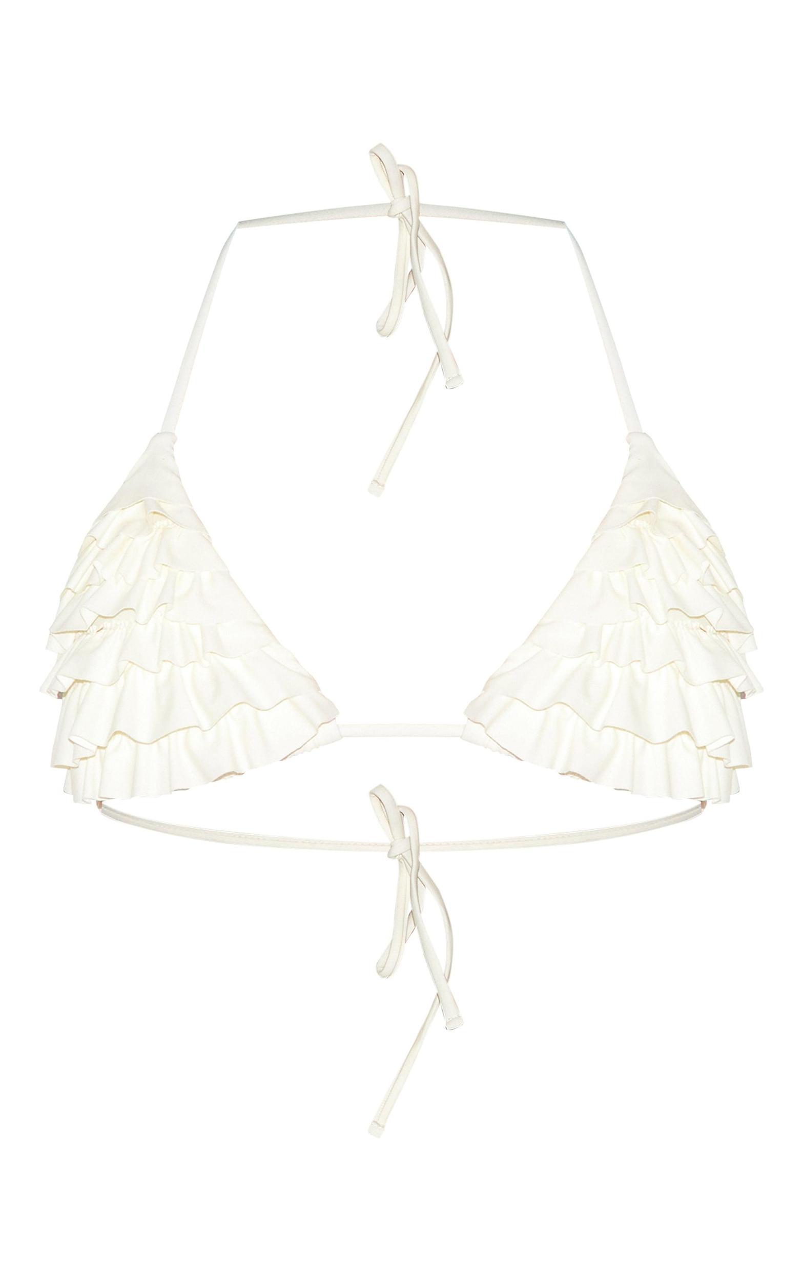 Cream Ruffle Triangle Bikini Top Product Image