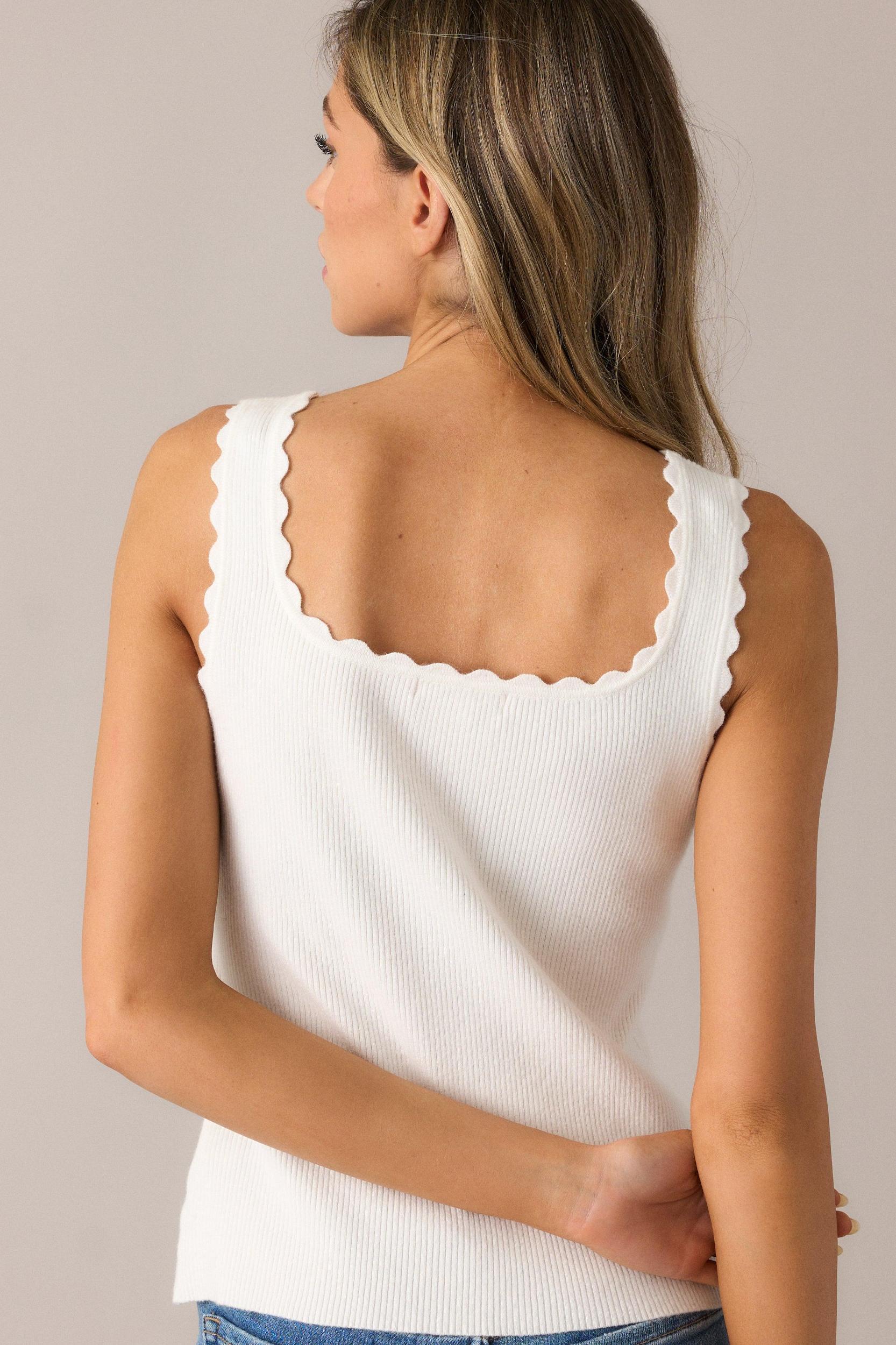 Go Getter Ivory Scallop Knit Tank Top Product Image
