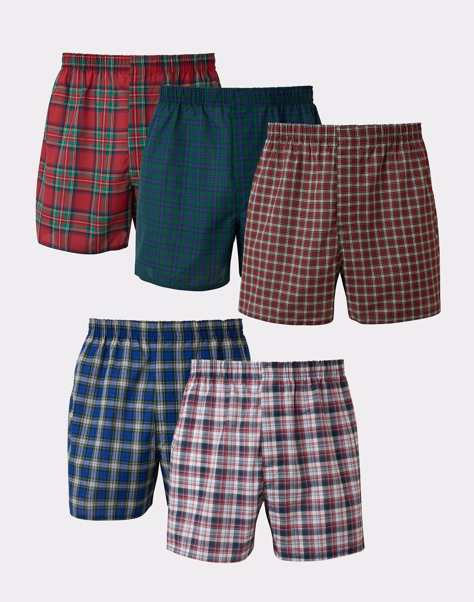 Hanes Ultimate 5-Pack Men's Woven Boxer Underwear, Size: Large, Tartan Plaid Product Image