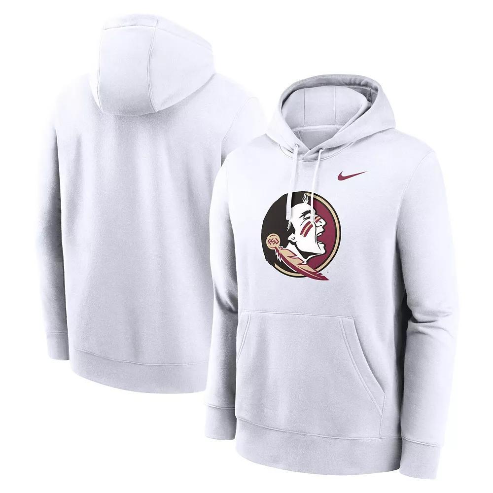 Men's Nike White Florida State Seminoles Primetime Evergreen Club Fleece Pullover Hoodie, Size: Medium Product Image