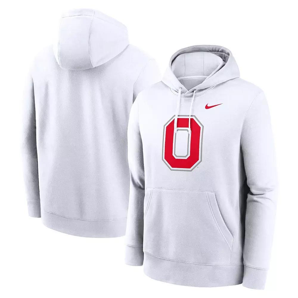 Men's Nike White Ohio State Buckeyes Primetime Alternate Logo Club Fleece Pullover Hoodie, Size: XL Product Image